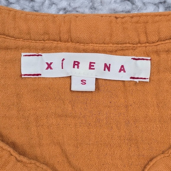 Xirena Top Womens Small Orange‎ Sleeveless Gauze Y Neck Cotton Flowy - Picture 4 of 11